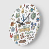 Fun Summer Beach Illustraties Grote Klok (Hoek)