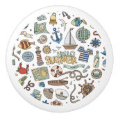 Fun Summer Beach Illustraties Keramische Knop (Voorkant)