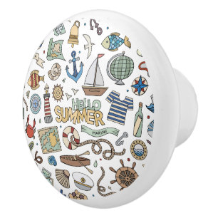 Fun Summer Beach Illustraties Keramische Knop