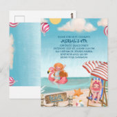 Fun Summer Beach Verjaardagsfeestuitnodiging Briefkaart (Voorkant / Achterkant)