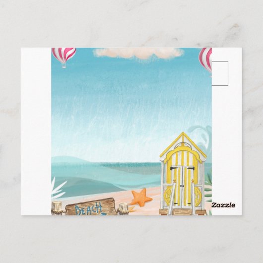 Fun Summer Beach Verjaardagsfeestuitnodiging Briefkaart (Achterkant)