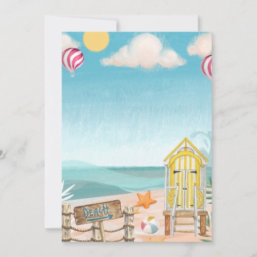 Fun Summer Beach Verjaardagsfeestuitnodiging Kaart (Achterkant)