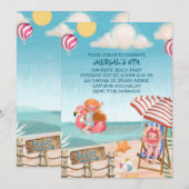 Fun Summer Beach Verjaardagsfeestuitnodiging Kaart (Voorkant / Achterkant)
