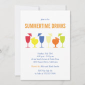 Fun Summer Cocktail Party Invitation Kaart (Voorkant)