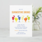 Fun Summer Cocktail Party Invitation Kaart (Staand voorkant)