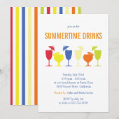 Fun Summer Cocktail Party Invitation Kaart (Voorkant / Achterkant)