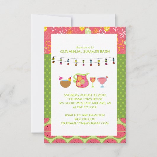 Fun Summer Cocktail Party - Uitnodigingen (Voorkant)