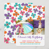 Fun Summer Daisies Pop Chic Girl's Birthday Foto Kaart (Voorkant / Achterkant)