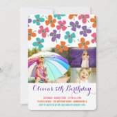 Fun Summer Daisies Pop Chic Girl's Birthday Foto Kaart (Voorkant)