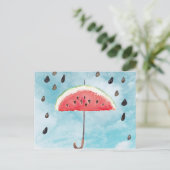 Fun Summer Fresh Melon Fruit Rain Briefkaart (Staand voorkant)