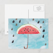 Fun Summer Fresh Melon Fruit Rain Briefkaart (Voorkant / Achterkant)