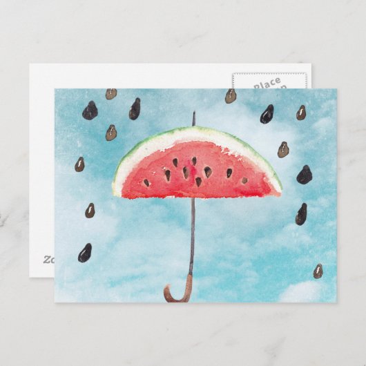 Fun Summer Fresh Melon Fruit Rain Briefkaart (Voorkant / Achterkant)