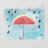 Fun Summer Fresh Melon Fruit Rain Briefkaart (Voorkant)