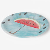 Fun Summer Fresh Melon Fruit Rain Papieren Bordje (Gekanteld)
