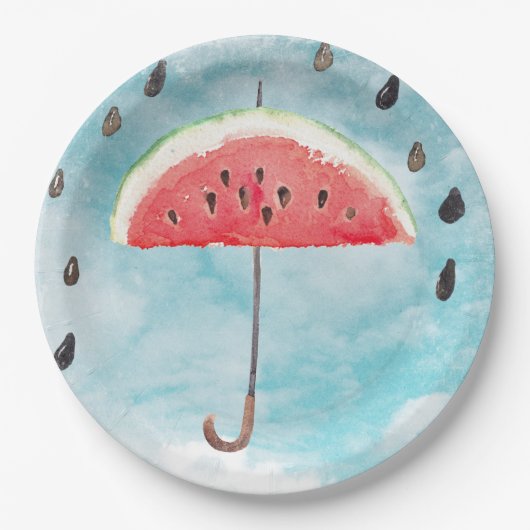 Fun Summer Fresh Melon Fruit Rain Papieren Bordje (Voorkant)