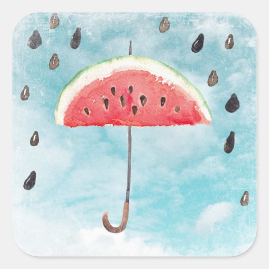 Fun Summer Fresh Melon Fruit Rain Vierkante Sticker (Voorkant)