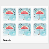 Fun Summer Fresh Melon Fruit Rain Vierkante Sticker (Vel)
