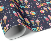 Fun Summer Graphics On Black Cadeaupapier (Rol Hoek)