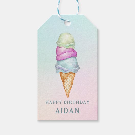 Fun Summer Ice Cream Photo Birthday Party  Cadeaulabel (Voorkant)