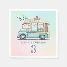 Fun Summer Ice Cream Truck Birthday Party Plate Servet