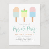 Fun Summer Pastel Popsiel Party Kinderen Birthday Uitnodiging Briefkaart (Voorkant)