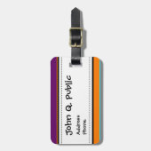 Fun Summer Pink Blauwgroen Oranje Paars Striped Pa Bagagelabel (Voorkant verticaal)