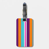 Fun Summer Pink Blauwgroen Oranje Paars Striped Pa Bagagelabel (Achterkant verticaal)