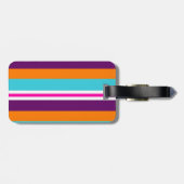 Fun Summer Pink Blauwgroen Oranje Paars Striped Pa Bagagelabel (Achterkant horizontaal)