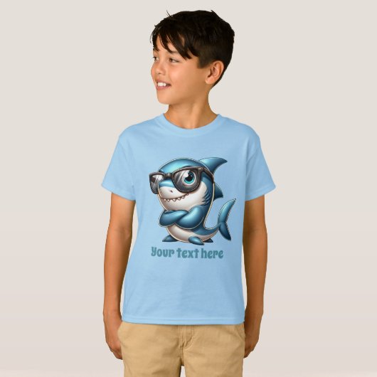 Fun Summer shark voeg tekst jongens toe T-shirt (Voorkant volledig)