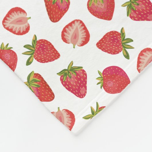 Fun Summer Strawberry Pattern Fleece Deken (Hoek)
