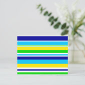 Fun Summer Striped Blauwgroen Limoen Yellow Blue G Briefkaart (Staand voorkant)