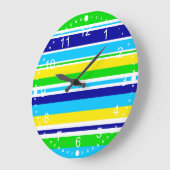 Fun Summer Striped Blauwgroen Limoen Yellow Blue G Grote Klok (Hoek)