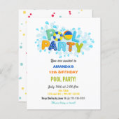 Fun Summer Swimming Pool Party Birthday  (Voorkant / Achterkant)