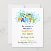 Fun Summer Swimming Pool Party Birthday  (Voorkant)