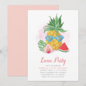 Fun Summer Tropical Pineapple Luau Party Birthday Kaart (Voorkant / Achterkant)