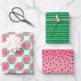 Fun Summer Watermelon Pink Green Fruit Inpakpapier Vel