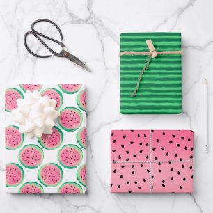 Fun Summer Watermelon Pink Green Fruit Inpakpapier Vel