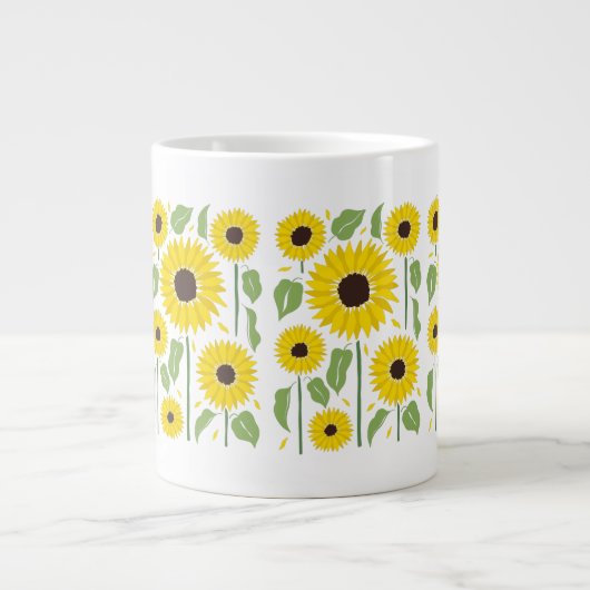 Fun Sunflower Pattern Giant Coffee Mok (Voorkant)
