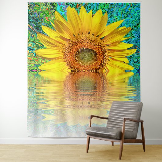 Fun Sunflower Photo Backdrop Tapestry Wandkleed (In situ)