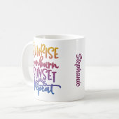 Fun Sunrise Sunburn Sunset Repeat gepersonaliseerd Koffiemok (Voorkant links)