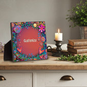 Fun Sunshine Floral Heart Whimsical gepersonalisee Fotoplaat