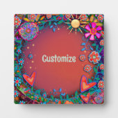 Fun Sunshine Floral Heart Whimsical gepersonalisee Fotoplaat (Voorkant)