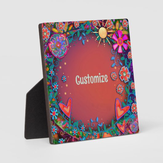 Fun Sunshine Floral Heart Whimsical gepersonalisee Fotoplaat (Voorkant)