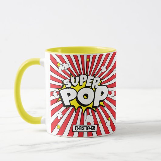 Fun SUPER POP! Pun | Popcorn & Stars Personalized Mok (Links)