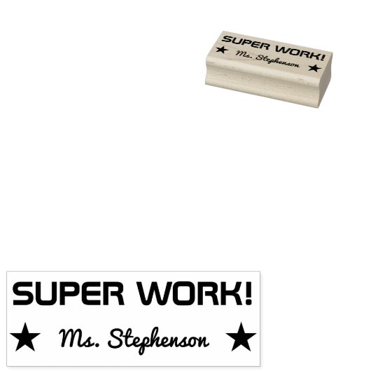 Fun "SUPER WORK!" Educator Rubber Stamp Rubberstempel (Gestempeld)