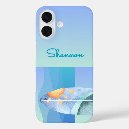 Fun Surfer meisje iPhone Case (Achterkant)