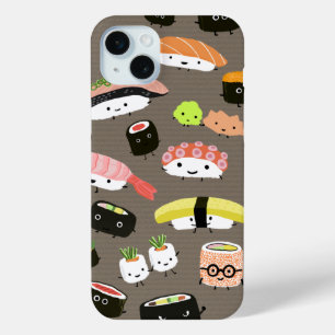 Fun Sushi Characters Kawaii Assortment Funny iPhone 15 Mini Hoesje