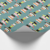 Fun Sushi Characters Pattern | Kawaii Funny Food Cadeaupapier (Hoek)