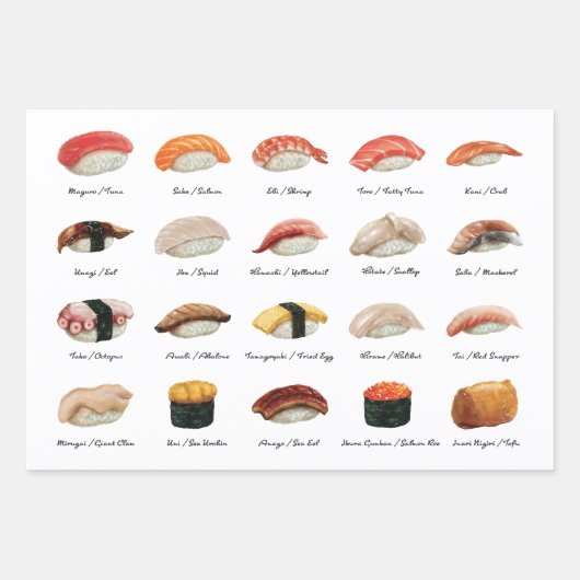 Fun Sushi Chart Trio Inpakpapier Vel (Voorkant)