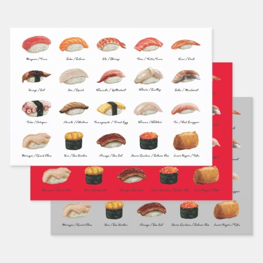 Fun Sushi Chart Trio Inpakpapier Vel (Set)